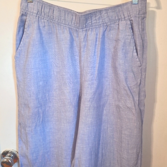 Tahari Blue Linen Wide Leg Pants - Picture 2 of 5